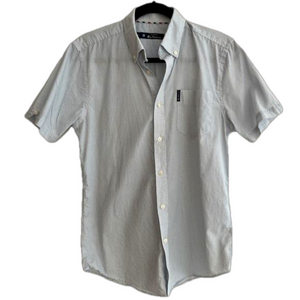 BEN SHERMAN Button Down Collar Short Sleeve Button Front Shirt Preppy Academia